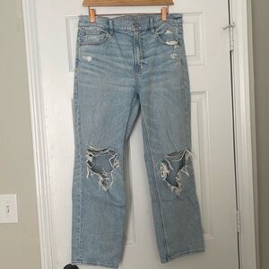 American Eagle super hi rise ankle straight jean